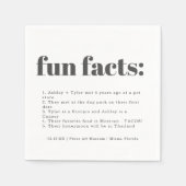 Moderne minimale houtskool | Fun Facts Wedding Servet (Voorkant)