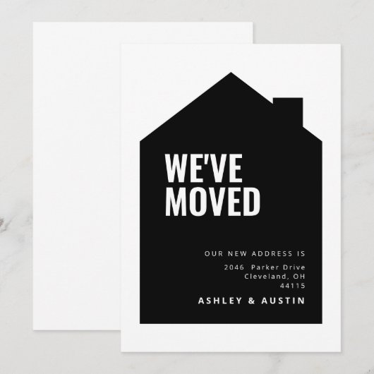 Moderne minimale huisvorm We hebben een nieuw huis Aankondiging (Voorkant / Achterkant)