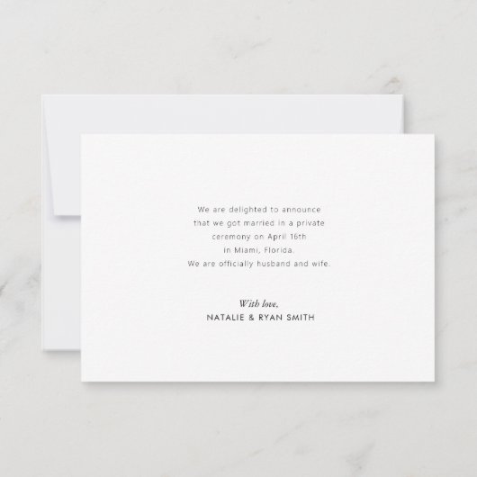 moderne minimale huwelijksaankondiging (Achterkant)