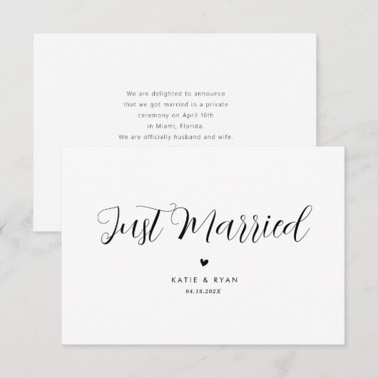 moderne minimale huwelijksaankondiging (Voorkant / Achterkant)