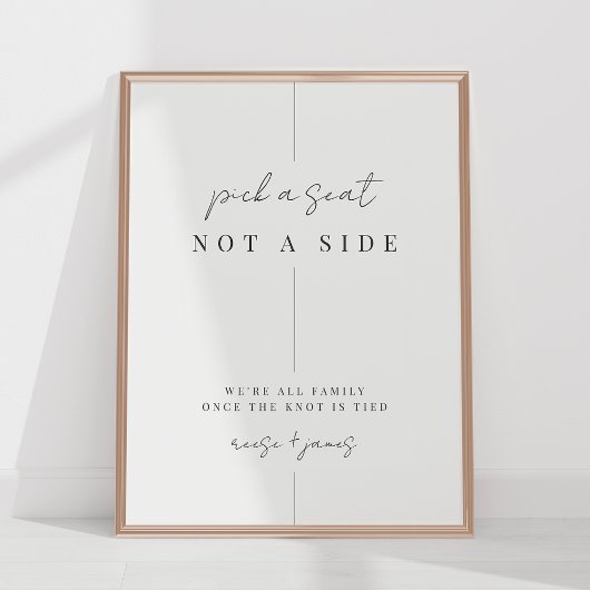 Moderne minimale huwelijksceremonie zitteken poster