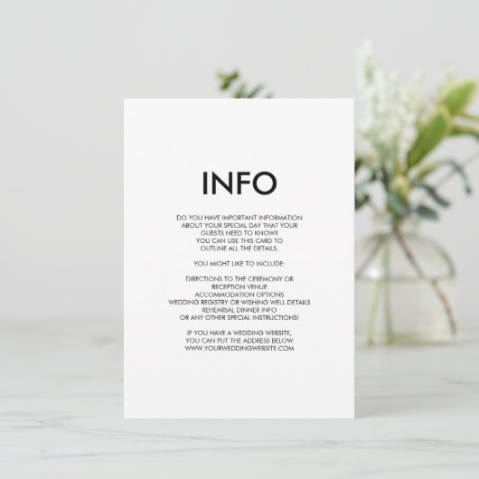 Moderne minimale huwelijksdetails / informatiekaar informatiekaartje (Staand voorkant)