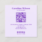 Moderne Minimale Indigo Professionele QR Code Foto Vierkante Visitekaartje (Achterkant)