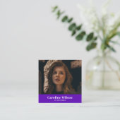 Moderne Minimale Indigo Professionele QR Code Foto Vierkante Visitekaartje (Staand voorkant)