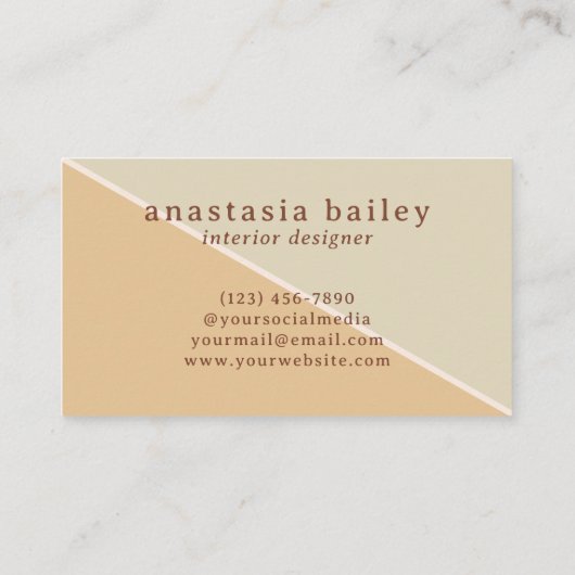 Moderne minimale Initialen | Earthy Tone Boho Pale Visitekaartje (Achterkant)