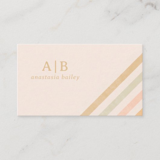 Moderne minimale Initialen | Earthy Tone Boho Pale Visitekaartje (Voorkant)