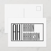 Moderne minimale Initialen en Logo naam Briefkaart (Voorkant / Achterkant)