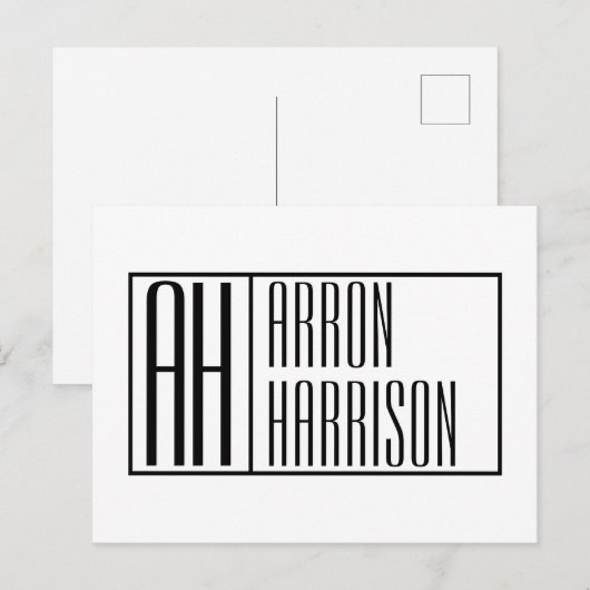 Moderne minimale Initialen en Logo naam Briefkaart (Voorkant / Achterkant)