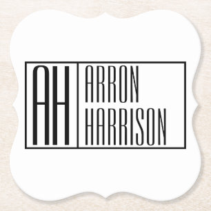 Moderne minimale Initialen en Logo naam Kartonnen Onderzetters