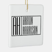 Moderne minimale Initialen en Logo naam Keramisch Ornament (Rechts)