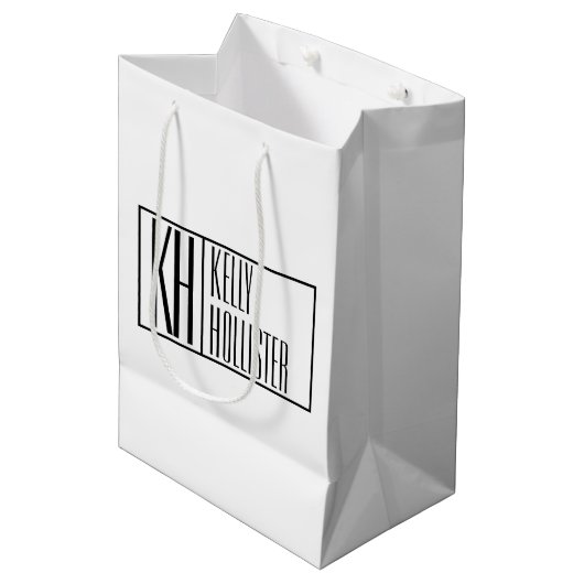 Moderne minimale Initialen en Logo naam Medium Cadeauzakje (Voorkant Gekanteld)