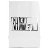 Moderne minimale Initialen en Logo naam Medium Cadeauzakje (Achterkant)