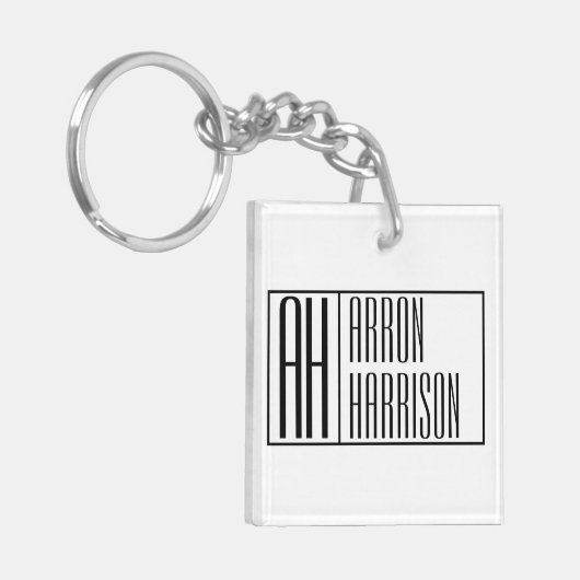 Moderne minimale Initialen en Logo naam Sleutelhanger (Voorkant Links)