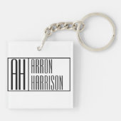 Moderne minimale Initialen en Logo naam Sleutelhanger (Achterkant)