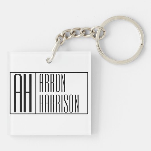 Moderne minimale Initialen en Logo naam Sleutelhanger (Achterkant)