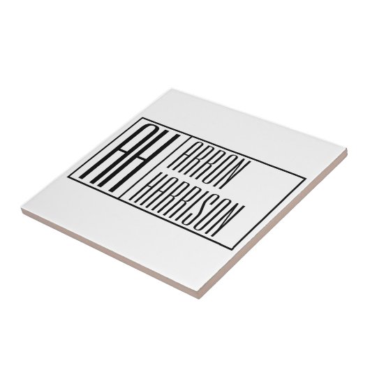 Moderne minimale Initialen en Logo naam Tegeltje (Zijkant)