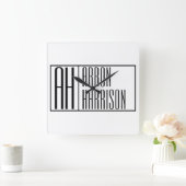 Moderne minimale Initialen en Logo naam Vierkante Klok (Huis)