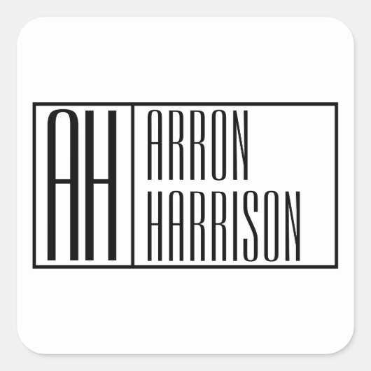 Moderne minimale Initialen en Logo naam Vierkante Sticker (Voorkant)