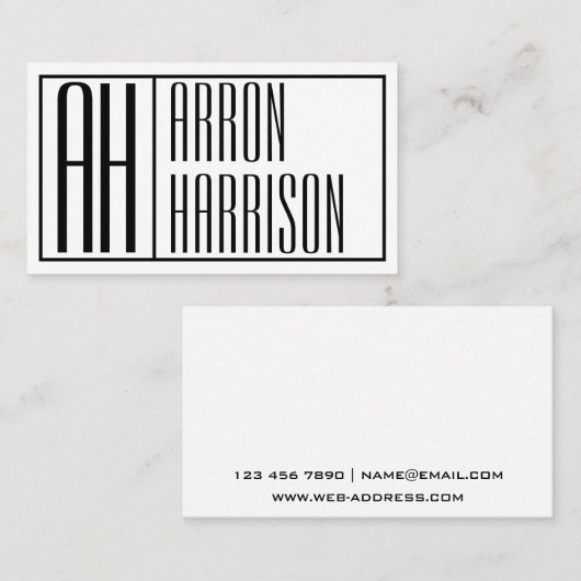 Moderne minimale Initialen en Logo naam Visitekaartje (Voorkant / Achterkant)
