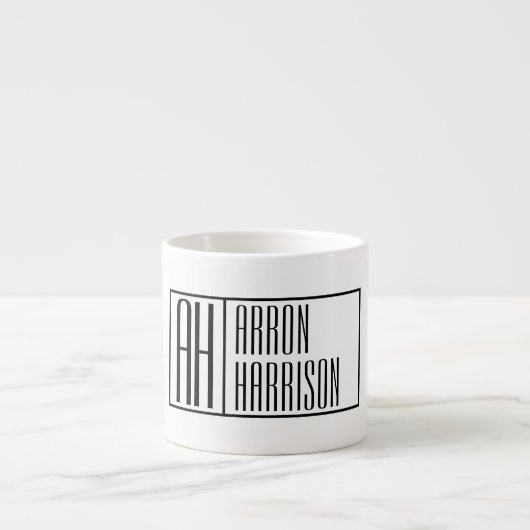 Moderne Minimale Initialen & Naam Logo Espresso Kop (Voorkant)