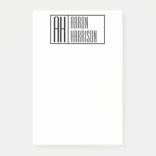 Moderne Minimale Initialen & Naam Logo Post-it® Notes (Voorkant)