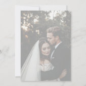 Moderne minimale inline vervaagde foto bruiloft kaart (Achterkant)