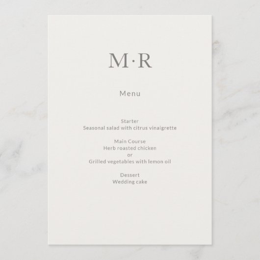 Moderne Minimale Intieme Bruiloft Menu (Voorkant)