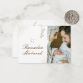 Moderne minimale Islamitische Ramadan Mubarak Foto Notitiekaartje (Voorkant / Achterkant in situ)