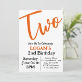 Moderne minimale jongen 2e verjaardag foto kaart (Staand voorkant)