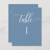 Moderne, minimale Kaart met blauw tafelnummer (Voorkant / Achterkant)