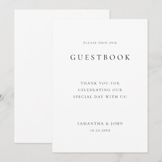 Moderne minimale Kaart voor gebarentaal voor bruil (Voorkant / Achterkant)