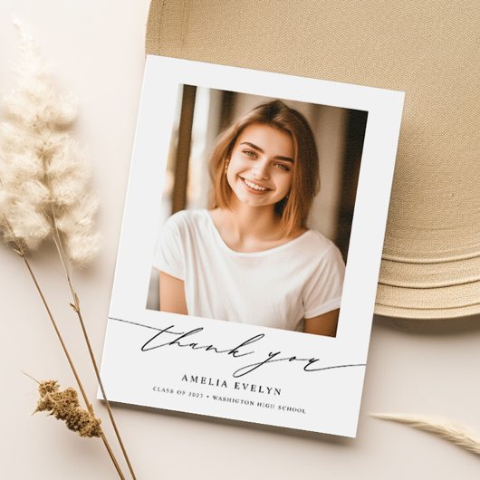 Moderne minimale kalligrafie 2023 Afstuderen Foto Bedankkaart