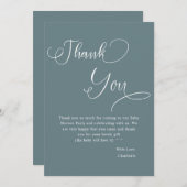 Moderne Minimale Kalligrafie Baby Boy Shower Bedankkaart (Voorkant / Achterkant)