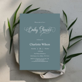 Moderne Minimale Kalligrafie Baby Boy Shower Kaart