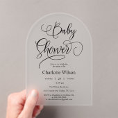 Moderne Minimale Kalligrafie Baby Meisje Douche Acryl Uitnodigingen (Insitu (Draagbaar))