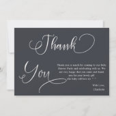 Moderne Minimale Kalligrafie Baby Meisje Douche Bedankkaart (Voorkant)