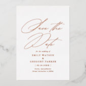 Moderne minimale kalligrafie-bruiloft bespaart de  folie uitnodiging (Voorkant)