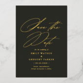 Moderne minimale kalligrafie-bruiloft bespaart de  folie uitnodiging (Voorkant)