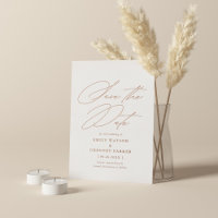 Moderne minimale kalligrafie-bruiloft bespaart de 