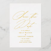 Moderne minimale kalligrafie-bruiloft bespaart de  folie uitnodiging (Voorkant)