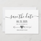 Moderne minimale kalligrafie-bruiloft bespaart de  save the date (Voorkant)