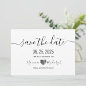 Moderne minimale kalligrafie-bruiloft bespaart de  save the date (Staand voorkant)