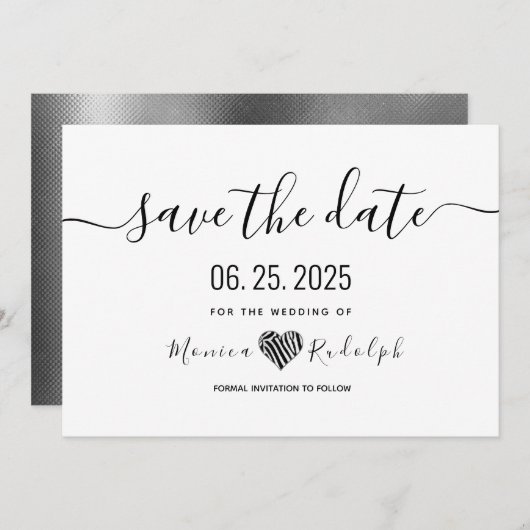 Moderne minimale kalligrafie-bruiloft bespaart de  save the date (Voorkant / Achterkant)