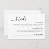 Moderne minimale kalligrafie-bruiloft - details informatiekaartje (Voorkant / Achterkant)