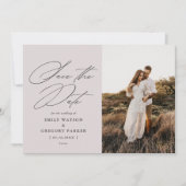 Moderne minimale kalligrafie bruiloft foto save the date (Voorkant)