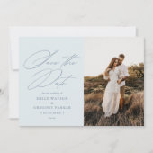 Moderne minimale kalligrafie bruiloft foto save the date (Voorkant)