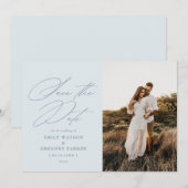 Moderne minimale kalligrafie bruiloft foto save the date (Voorkant / Achterkant)