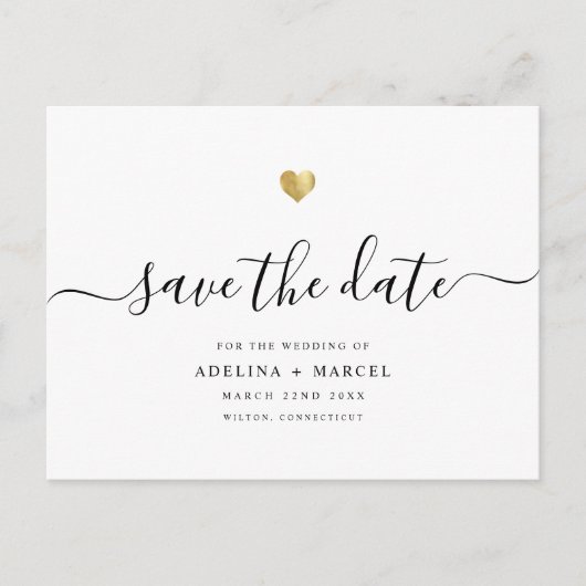Moderne minimale kalligrafie Chic Gold bespaart de Aankondigingskaart (Voorkant)