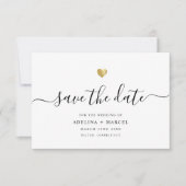 Moderne minimale kalligrafie Chic Gold Save The Date (Voorkant)