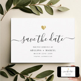 Moderne minimale kalligrafie Chic Gold Save The Date